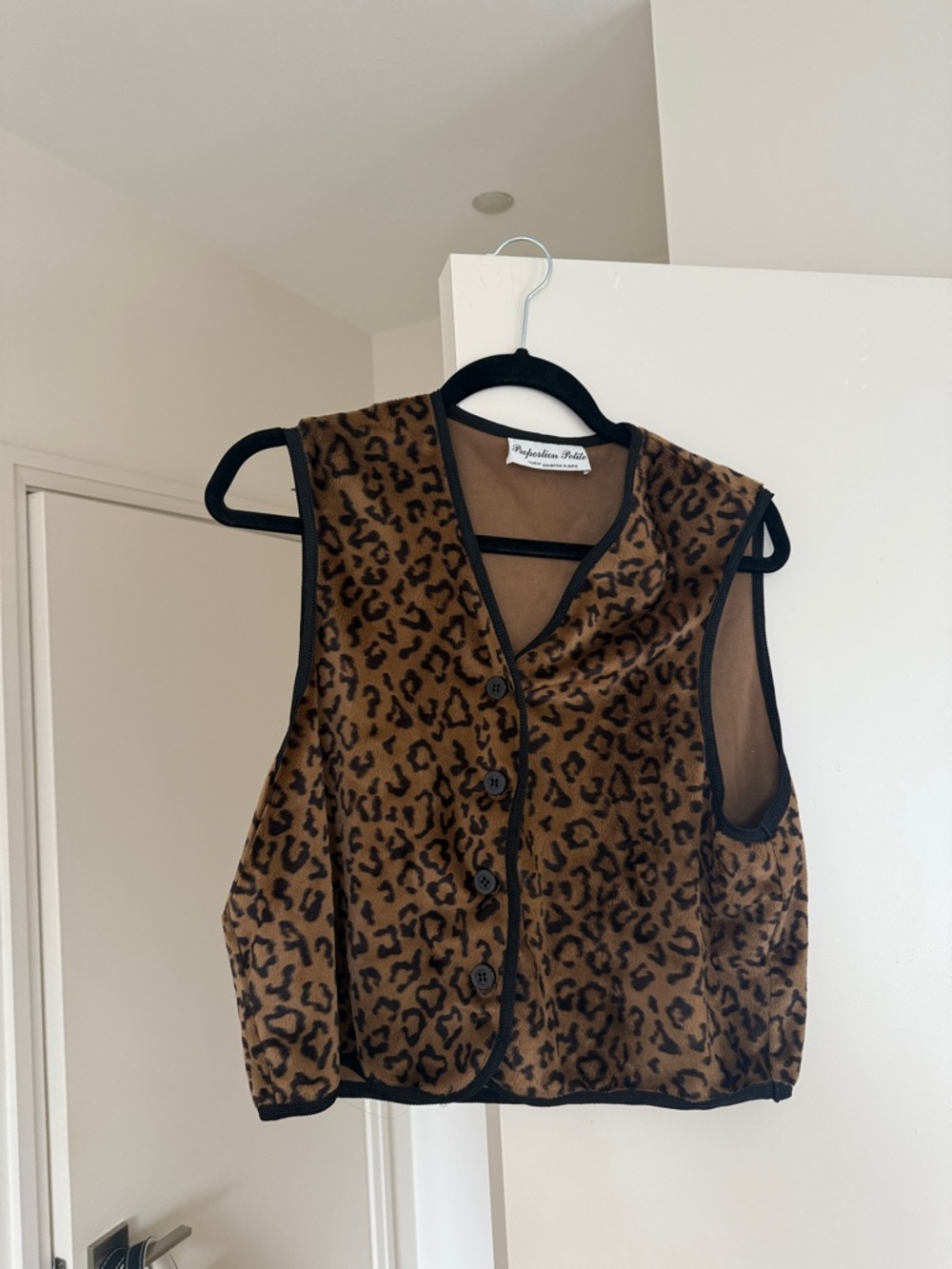 Vintage Velvet Leopard Print Button Vest